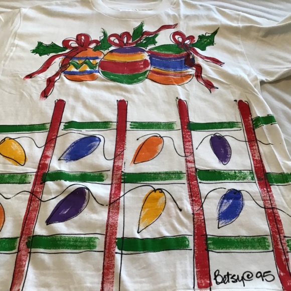NWT vintage 1995 Hand painted Christmas T-shirt - Picture 12 of 12